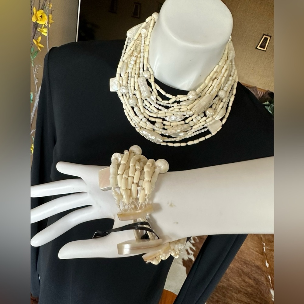 Vintage necklace/bracelet from Monies limited edition with mother of pearl beads